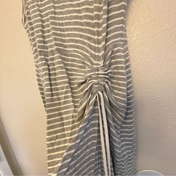 CAbi 5974 Easy Tank Midi Shirt Dress Sleeveless Stretch Ruched Gray White S - Picture 9 of 10